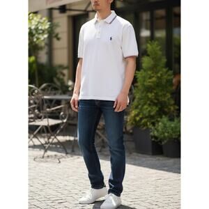 Polo Ralph Lauren Classic Fit Tipped Mesh Polo Shirt - White - XXL